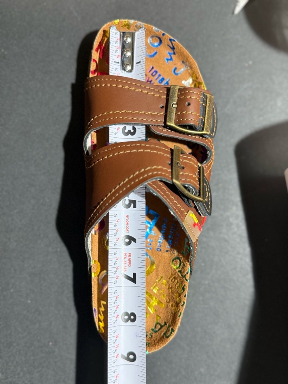 Tma Eyes Women’s Vintage Leather Double Buckle Slides New - Picture 9 of 9